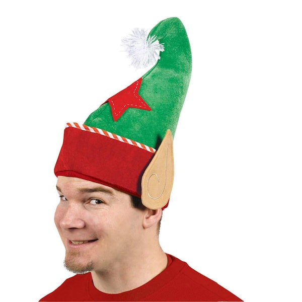 Amscan 14 in. x 11 in. Elf Christmas Hat with Attached Felt Ears (3-Pack) 393508 - The Home Depot