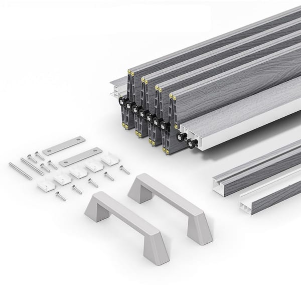 36 in. x 80 in. Gray Finished PVC Interior Folding Accordion Door with Hardware Kit