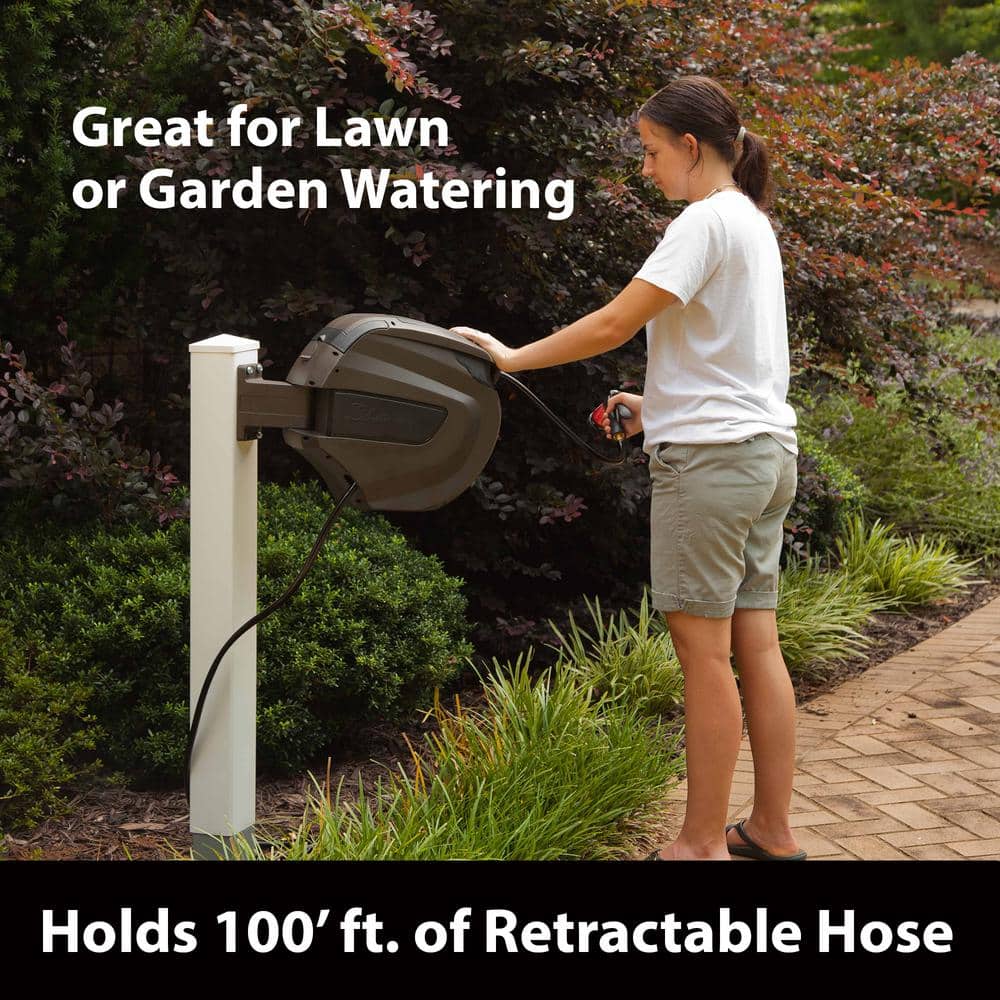 Brown Molded Plastic Wall Mounted Retractable Hose Reel