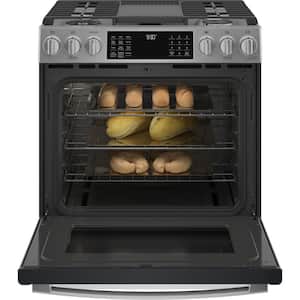 30 in. 5.6 cu. ft. Smart Slide-In Gas Range in Fingerprint Resistant Stainless with Convection and Air Fry