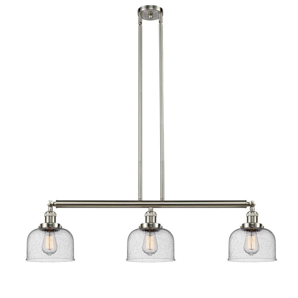 Bell 3-Light Brushed Satin Nickel Island Pendant Light with Seedy Glass Shade price history on PriceWatchPro