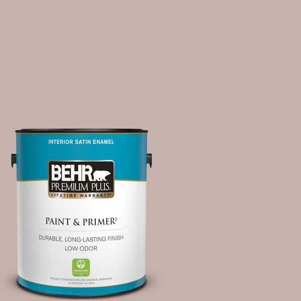 BEHR PREMIUM PLUS 1 gal. #120E-3 Subdued Hue Satin Enamel Low Odor Interior Paint & Primer
