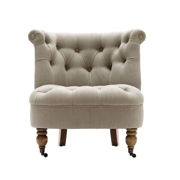 Unbranded Flanders Natural Linen Tufted Accent Chair