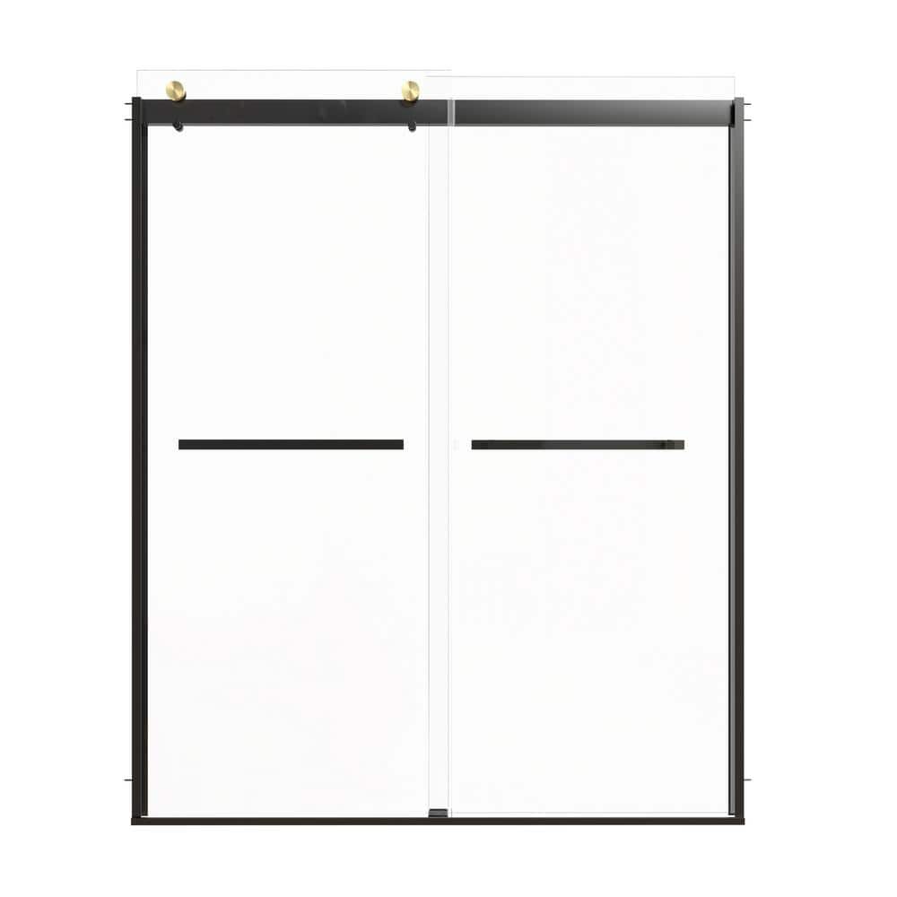 60 in. W x 74 in. H Double Sliding Framed Shower Door in Black Finish with 