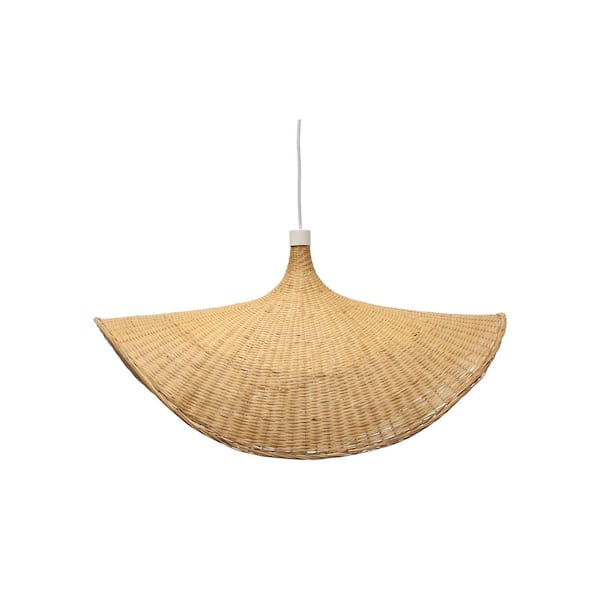 Storied Home 60-Watt 1-Light White Cone Fan Pendant Light with Bamboo Shade