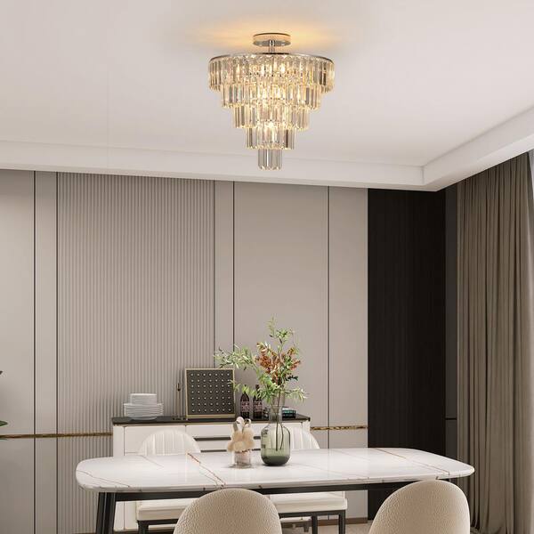 CIPACHO 10-Light Chrome Large Crystal Chandelier for Dining