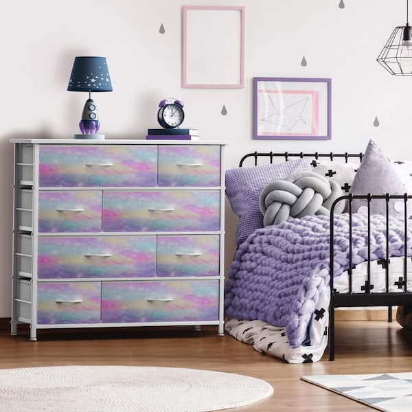 Sorbus Dresser with Steel Frame, Wood Top, and Easy Pull Fabric Bins, Multicolored 8-Drawer 34 in. Wide Dresser without Mirror