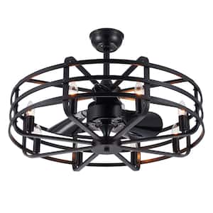 30.5 in. 8-Light Indoor Black Fandelier Ceiling Fan with Remote Controlled