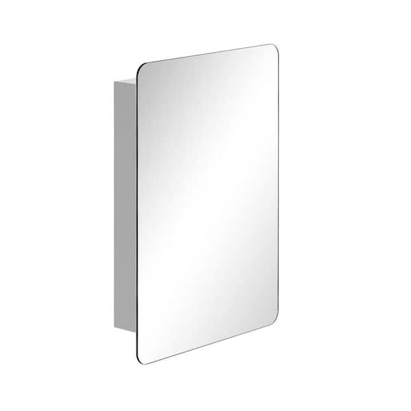 Unbranded 18 in. W x 26 in. H Rectangular Aluminum Wall Mount Medicine Cabinet with Mirror Sliding Door with 3-Tier Storage Shelf