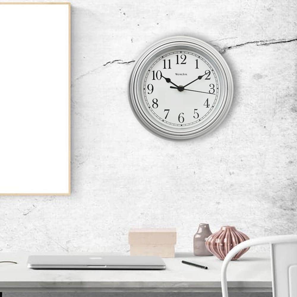 Westclox 9 in. Simplicity Wall Clock with Bezel and Silver 46984A