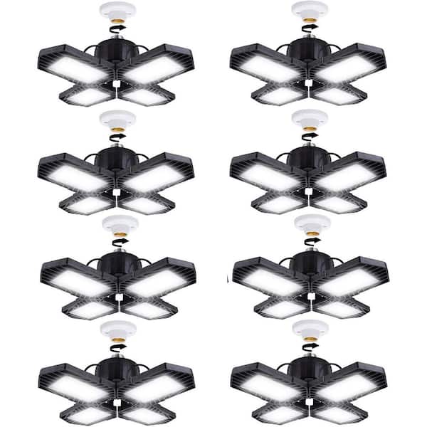 100W LED Garage Lights 10000 Lumen Deformable Adjustable 6000K Daylight E26 Easy Install Super Bright 8 Pack