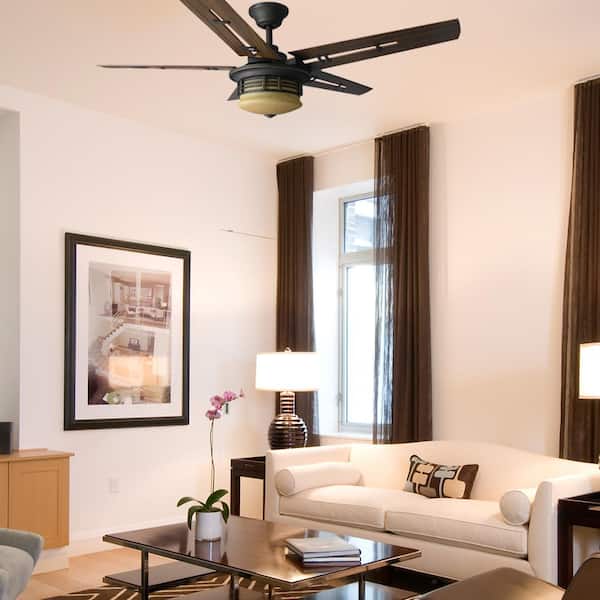 Hampton Bay Pendleton 52 in LED Indoor Oil Rubbed Bronze Ceiling Fan with Light 