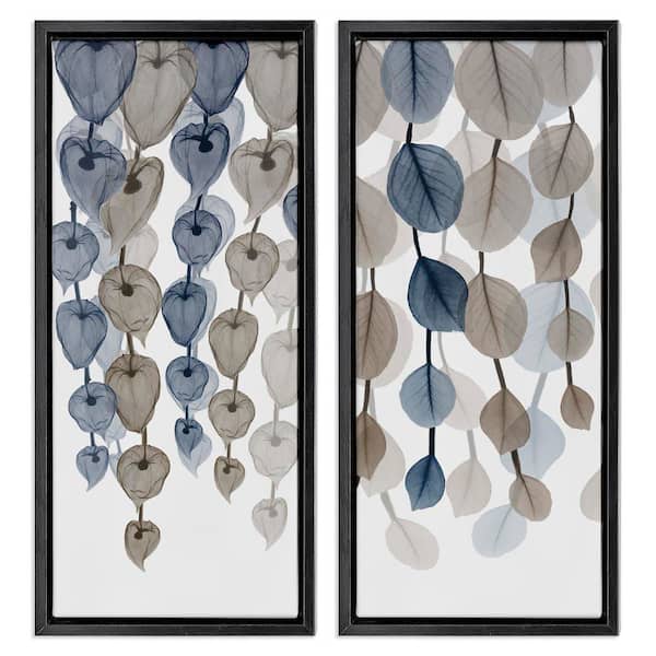Neutral Opaque Cascading Leave by Albert Koetsier 2-Piece Black Floater Frame Graphic Art Print Abstract 31 in. x 15 in.