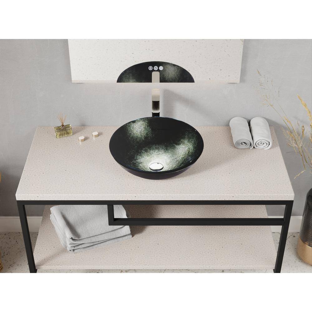 Stellar Black Glass Circular Above-Counter Bathroom Sink