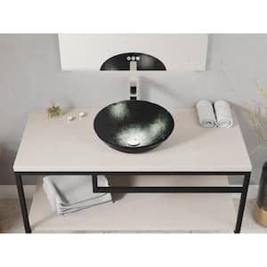 Amalfi Round Glass Vessel Bathroom Sink with Stellar Black Finish