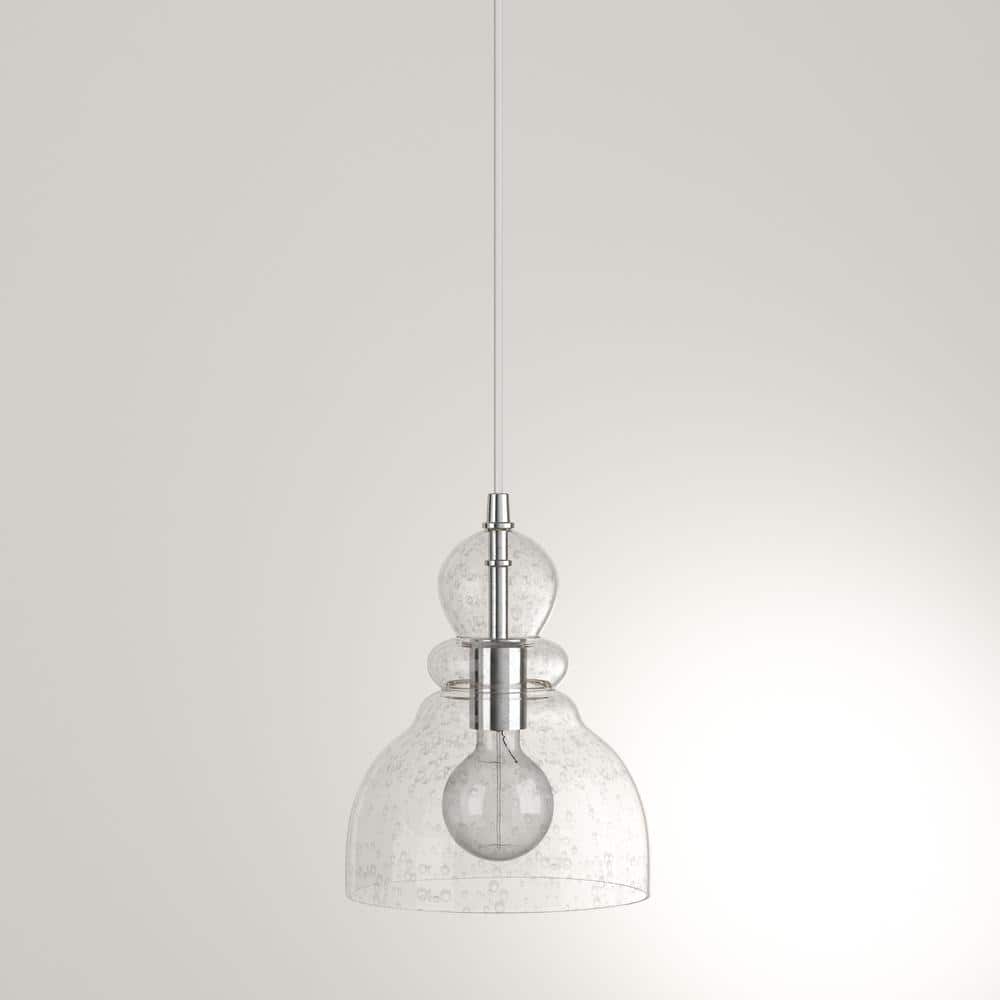 Vintage Seeded Glass 9" Mini Pendant Light in Brushed Nickel