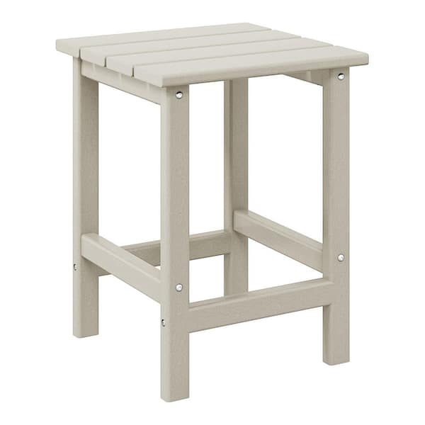 WESTIN OUTDOOR Mason 18 in. Sand Poly Plastic Fade Resistant Outdoor Patio Square Adirondack Side Table