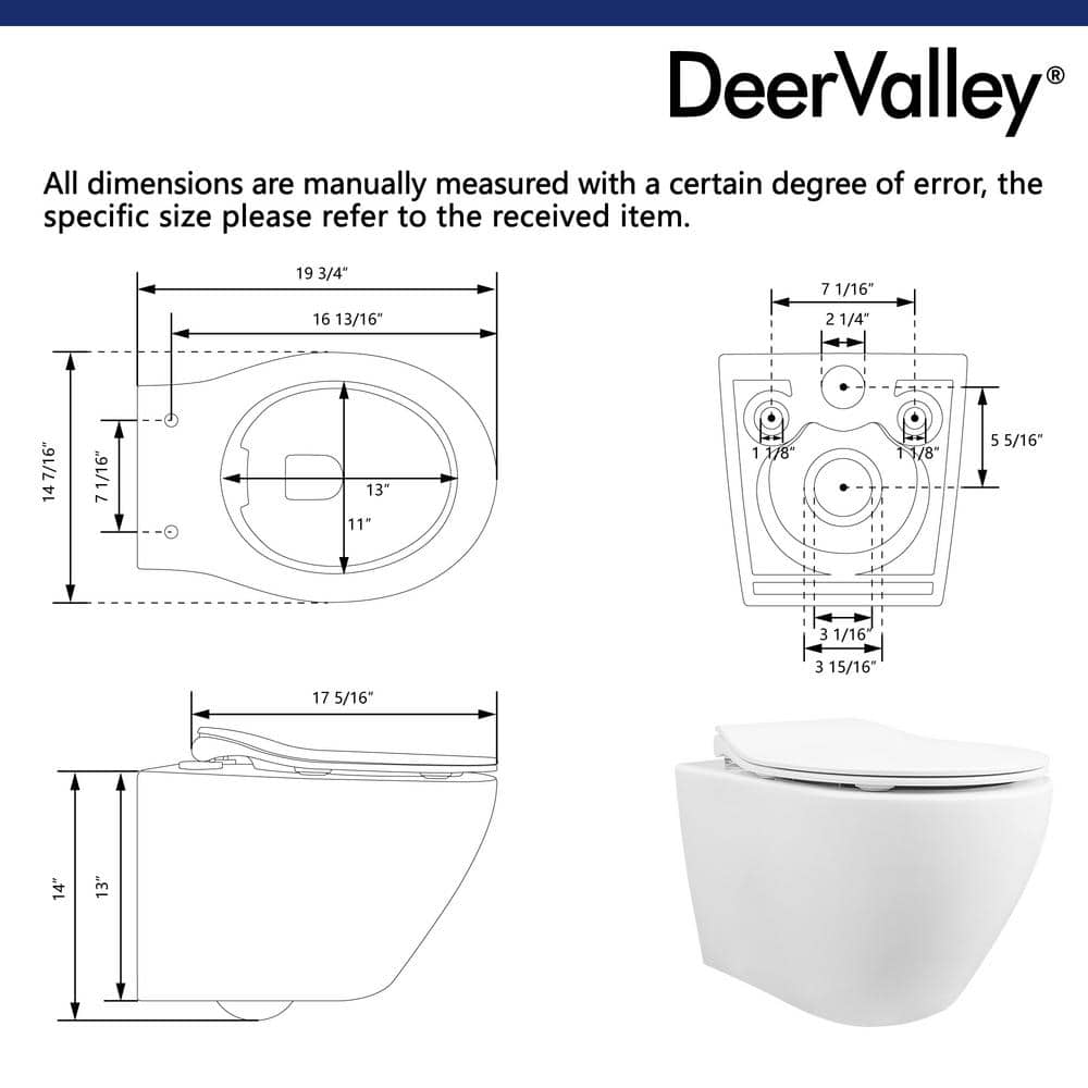 White Ceramic Elongated Wall Mounted Dual Flush Toilet
