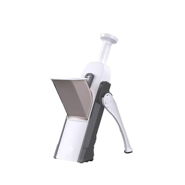 Gray Mandoline Slicer, Adjustable Vegetable Chopper Food Cutter with Container for Slicing, Shredding, Making Chips