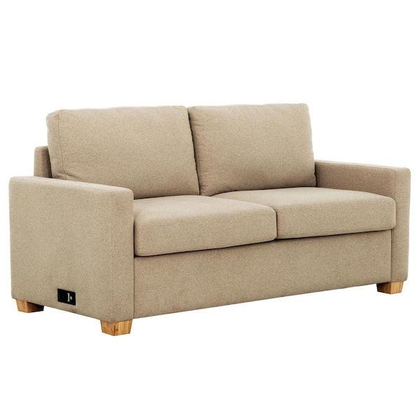 PRIMO INTERNATIONAL Reign Beige 73 in. Convertible Full Sleeper Sofa with USB Port