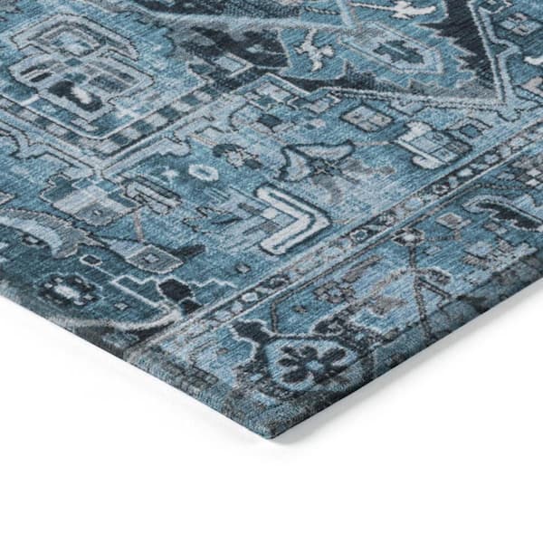 Denim and Gray 10 ft. x 14 ft. Woven Oriental Rectangle Indoor/Outdoor Area Rug