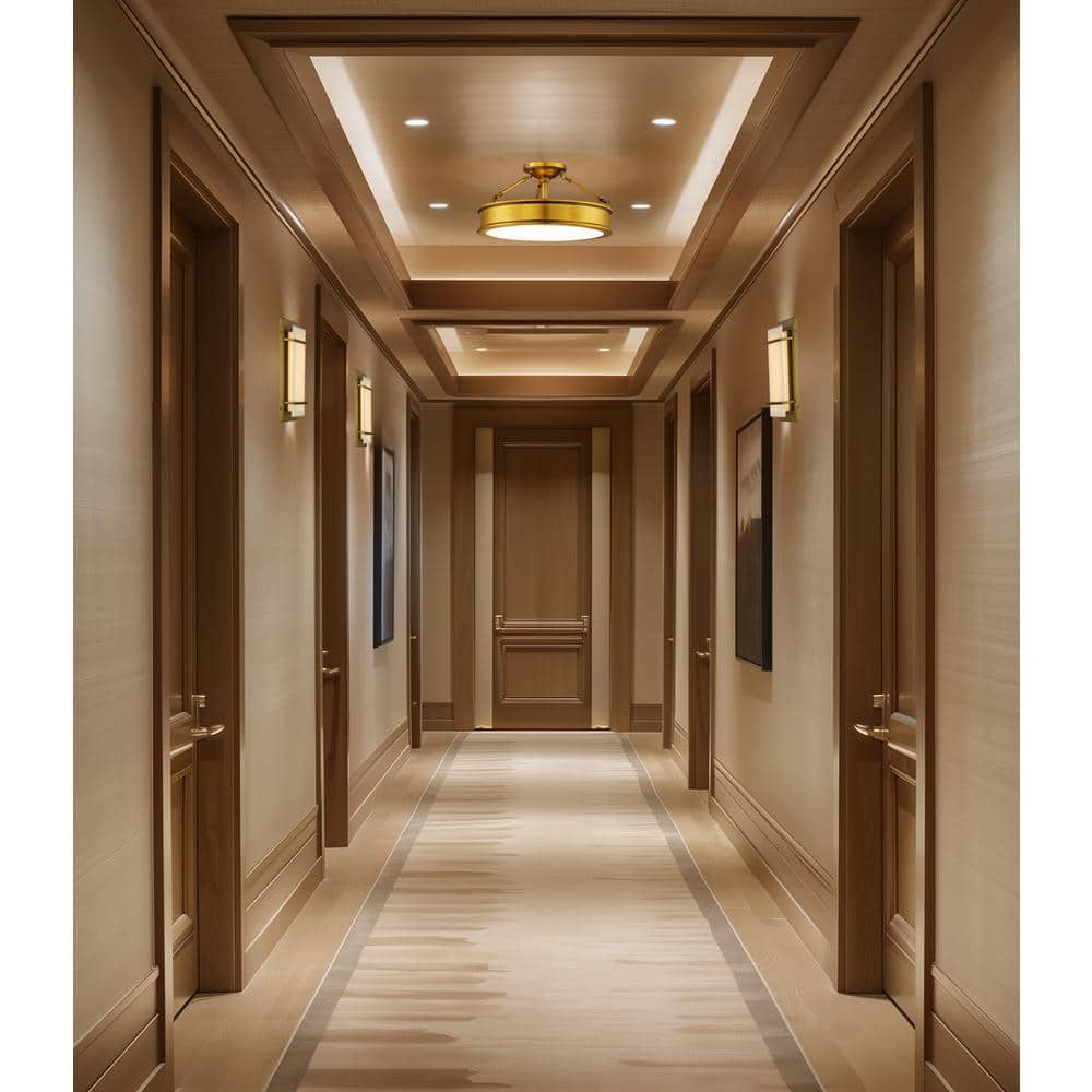 Liberty Gold 3-Light Semi Flush Mount with Etched Glass