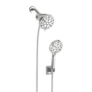 8-Spray Patterns with 1.8 GPM 5 in. Wall Mount Dual Shower Heads with Hose and 3-way Diverter in Chrome