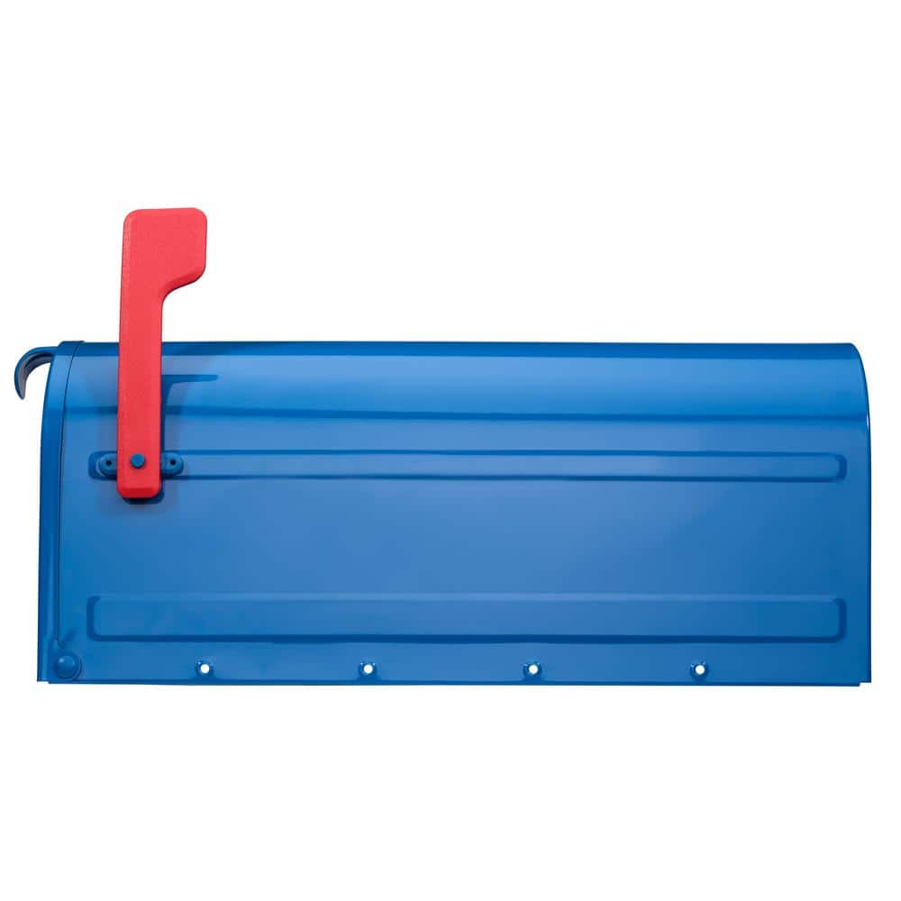 Medium Blue Galvanized Steel Post Mount Mailbox