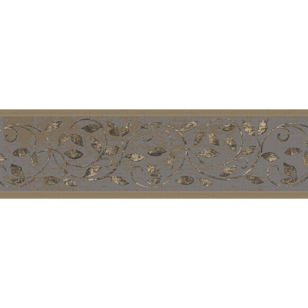 Dundee Deco Falkirk Dandy Gold, Brown, Grey Scrolls, Leaves Damask Peel ...