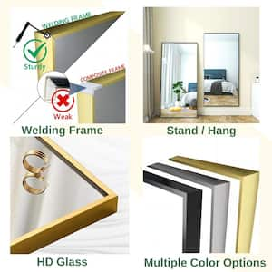 32 in. W x 72 in. H Gold Aluminum Rectangle Framed Tempered Glass Wall-Mounted Full Mirror