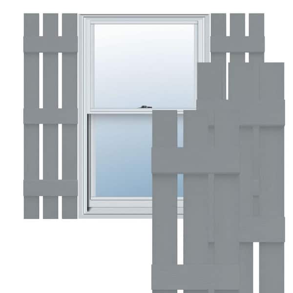 Ekena Millwork Lifetime 12 in. W x 75 in. H Vinyl Board and Batten Shutters Pair in Platinum