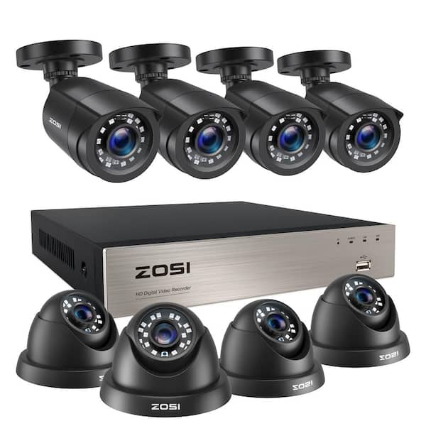ZOSI H.265+ 8-Channel 5MP Lite DVR Security Camera System with 1080P Wired Dome Cameras and 2MP Bullet Cameras