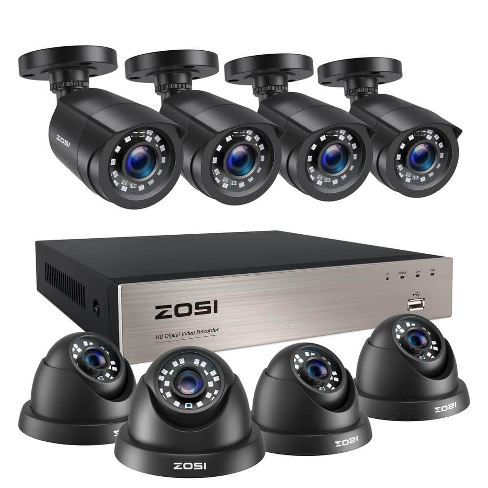 ZOSI H.265+ 8-Channel 5MP Lite DVR Security Camera System with 4 X