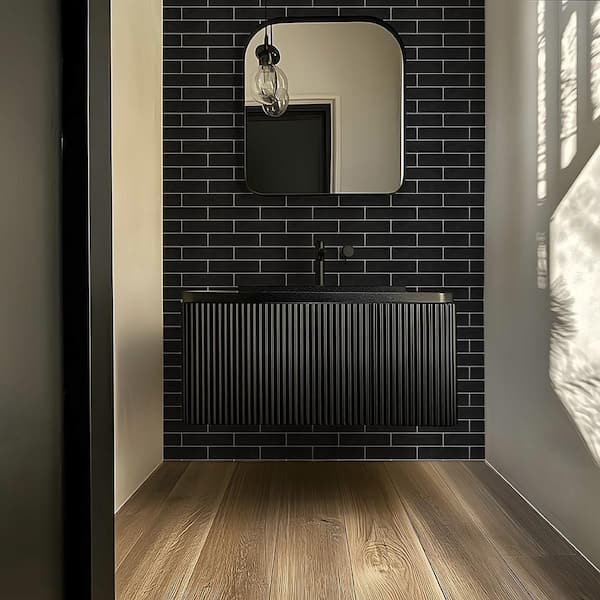 Gloss Black 2.5 in. x 10 in. Ceramic Wall Tile (13.89 sq. ft./Case)
