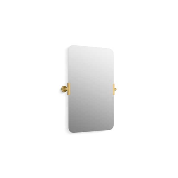 KOHLER Castia By Studio McGee 20 in. W x 30 in. H Rectangular Framed Wall Mount Bathroom Vanity Mirror in Brushed Moderne Brass