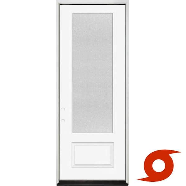 Palisade 36 in. x 96 in. 3/4-Micro Granite Impact Glass RHIS Unfinished Fiberglass Prehung Front Door with 4-9/16 Jamb