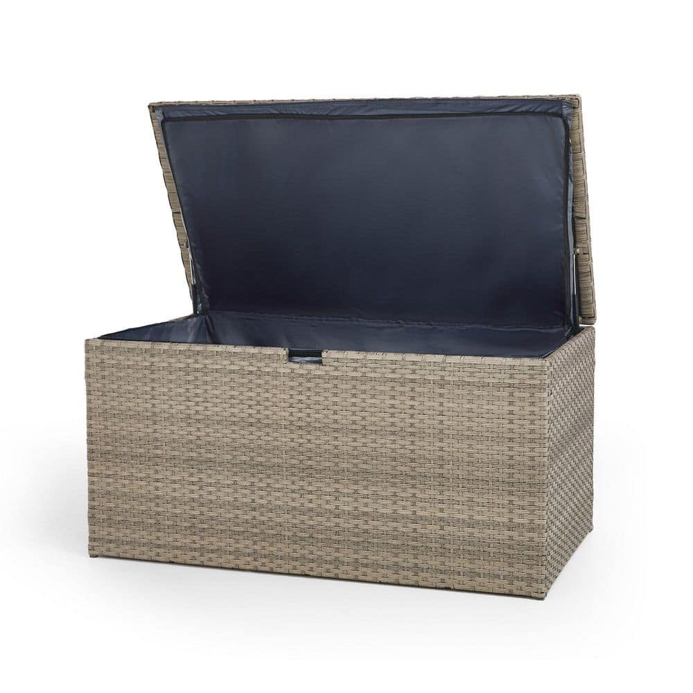 Yitahome  200 Gallon Wicker Outdoor Storage Box Large Rattan Deck Box In  Gray