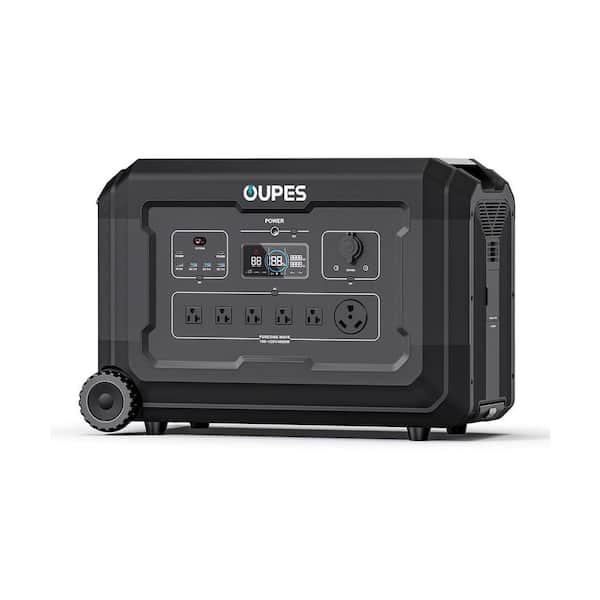 Mega 5 4000W Output 5040Wh Push-Button Start Portable Power Station with LiFePO4 Battery for Home Backup and RVs