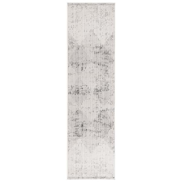 Temple 2 ft. x 8 ft. Ivory/Gray Distressed Striped Runner Rug