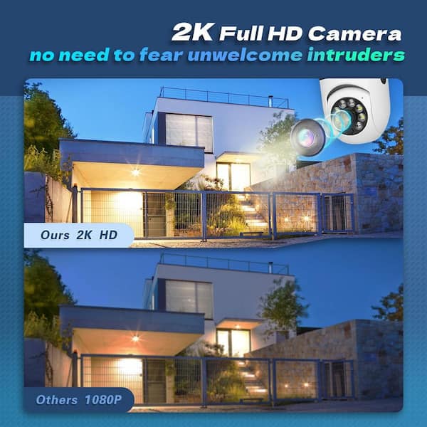 Lukyamzn Wireless Indoor Plug-in WiFi Security Camera with Color Night Vision 2-Way Audio 2.45-5G Siren Alert E27 Socket, White