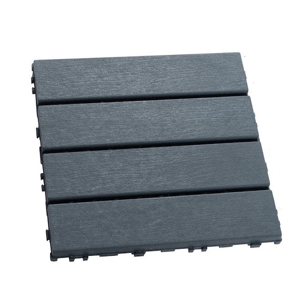 Tidoin Outdoor 1 ft. x 1 ft. Composite Interlocking Tile Deck Tile in Gray (27 Per Box)
