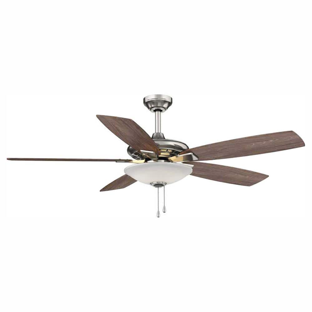 Hampton Bay Menage 52 in. Integrated LED Indoor Low Profile Brushed Nickel  Ceiling Fan with Light Kit 14600 - The Home Depot
