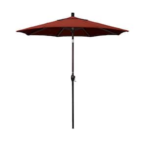 7.5 ft. Bronze Aluminum Pole Market Aluminum Ribs Push Tilt Crank Lift Patio Umbrella in Terracotta Sunbrella