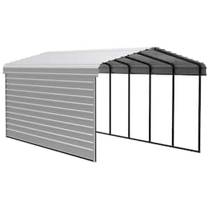 12 ft. W x 24 ft. D x 9 ft. H Eggshell Galvanized Steel Carport with 1-sided Enclosure