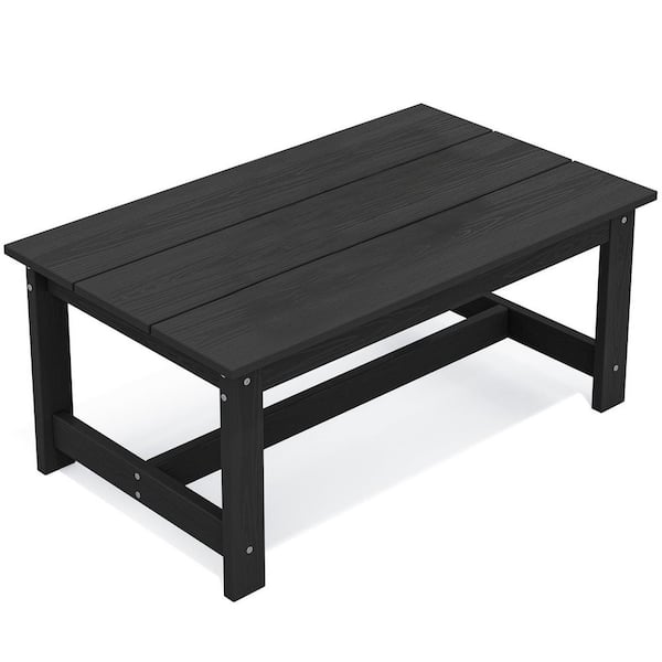 Unbranded HDPE Patio Coffee Table, Rectangle Outdoor Coffee Table, All-Weather for Balcony, Poolside, Deck, Garden, Black