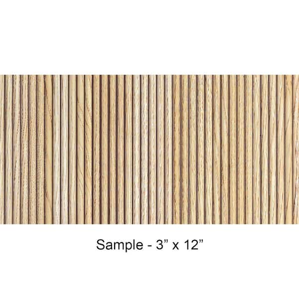 FROM PLAIN TO BEAUTIFUL IN HOURS Take Home Sample - Rounded Mini Slats 1/4 in. x 0.25 ft. x 1 ft. Maple Brown Glue-Up Foam Wood Wall Panel(1-Piece/Pack)