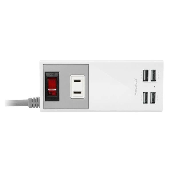 Macally 4-Port USB Power Station with Two 2.4-Amp and Two 1-Amp Ports/ 1 AC Outlet