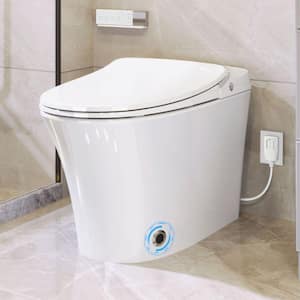 1-piece 1.28 GPF Single Flush Elongated Smart Toilet in White with Dryer and Heated Seat