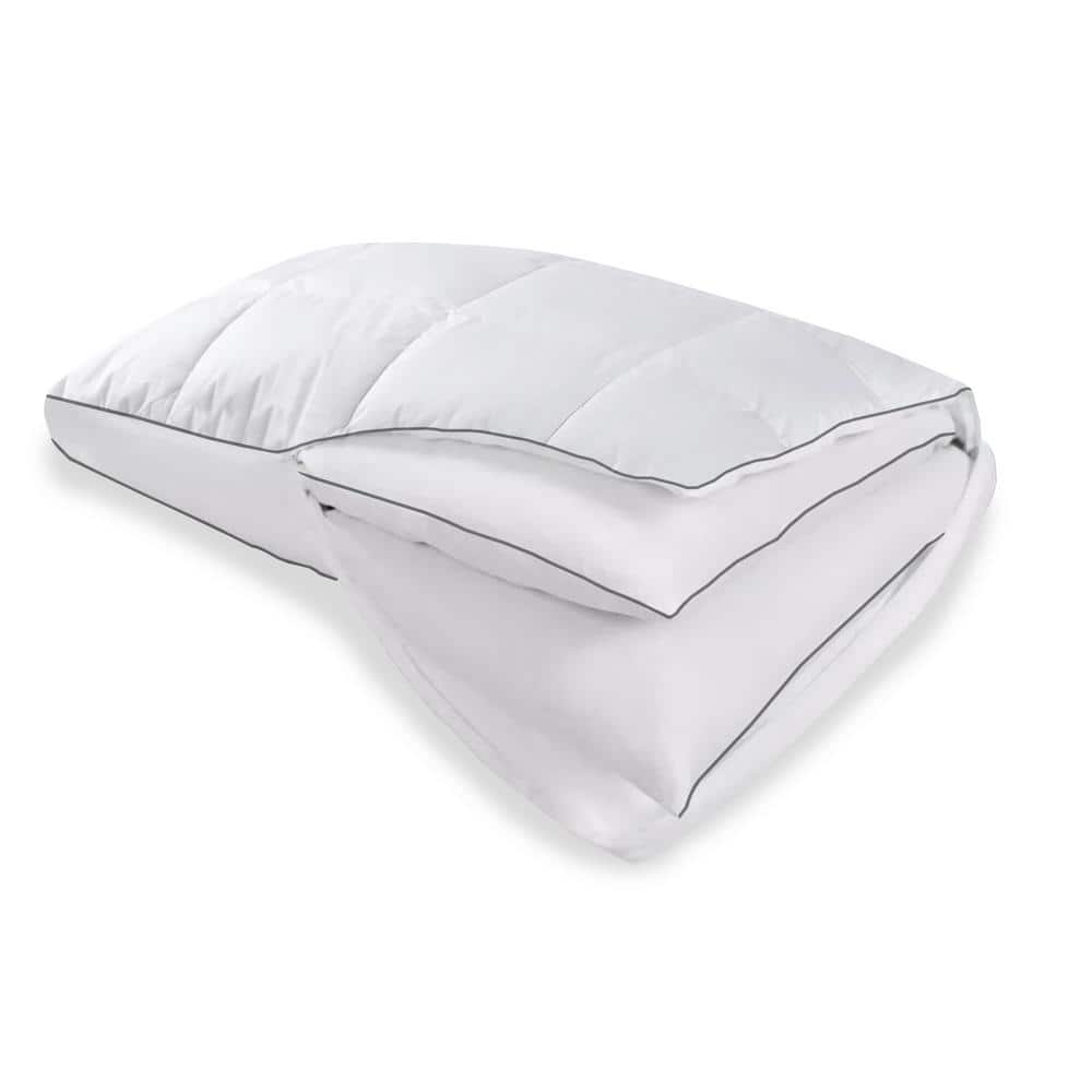 King Size White Merino Wool Quilted Adjustable Pillow with Organic Cotton Cover