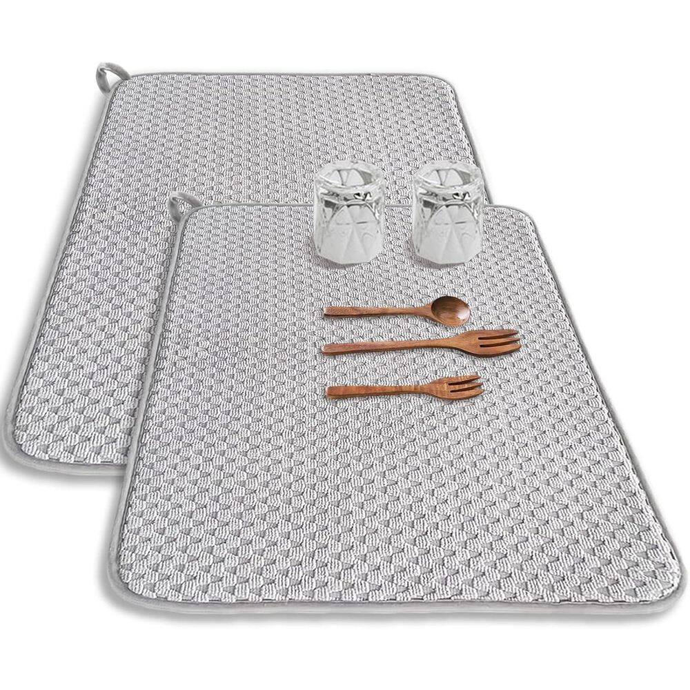 2 Pack 17in.L x 24in.W Microfiber Dish Drying Mat Super Absorbent Gray Drainer Pad for Kitchen Countertop Bathroom Sink price history on PriceWatchPro